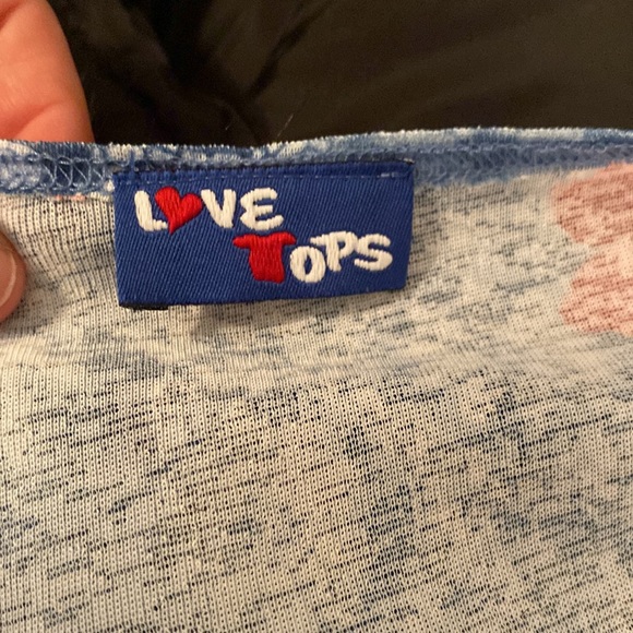 Blue / White Floral Cap Sleeve Wrap Style Top - Picture 3 of 6